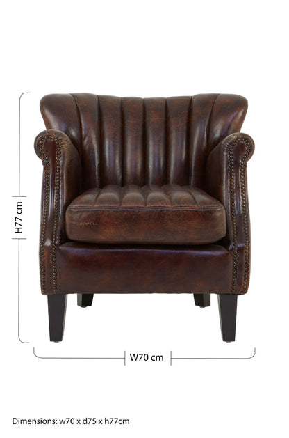 Victor Winged Brown Leather Armchair
