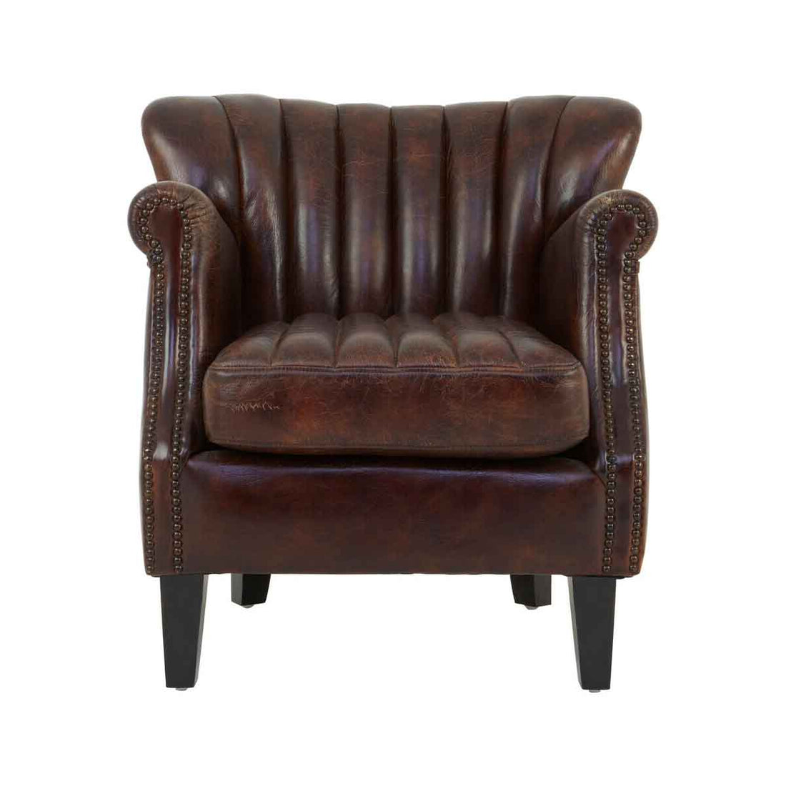 Victor Winged Brown Leather Armchair
