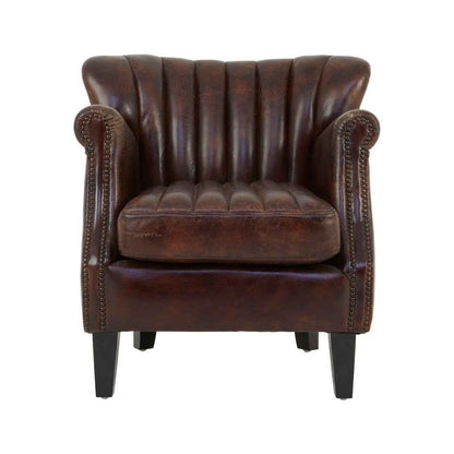 Victor Winged Brown Leather Armchair