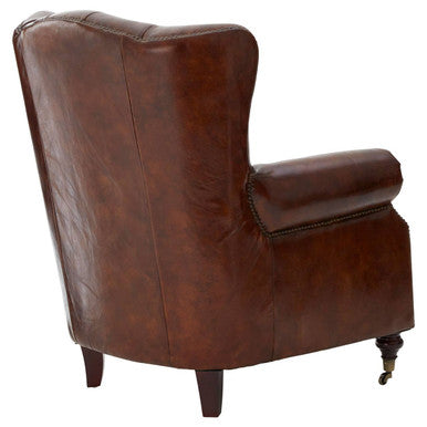 Victor Brown Leather Scroll Armchair - Image 6