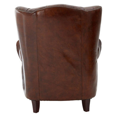 Victor Brown Leather Scroll Armchair - Image 7