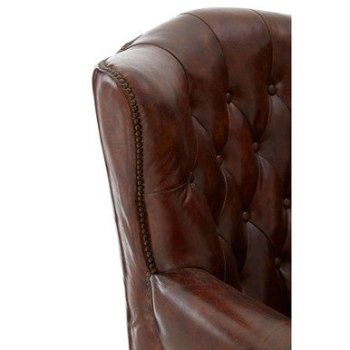 Victor Brown Leather Scroll Armchair - Image 8