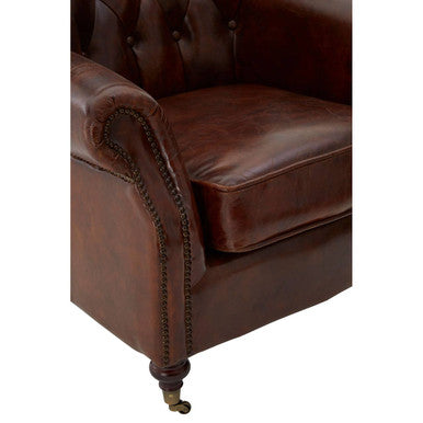 Victor Brown Leather Scroll Armchair - Image 10