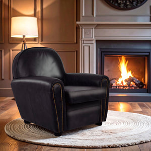 Victor Black Leather Armchair