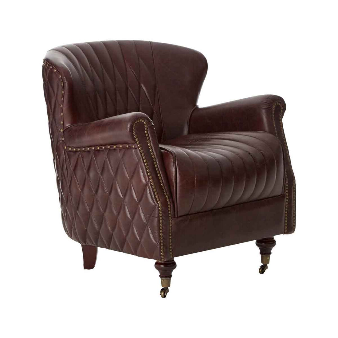 Victor Coffee Leather Winged Armchair