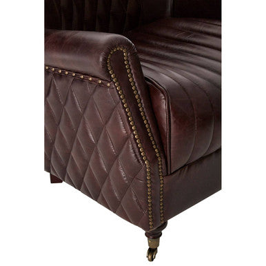 Victor Brown Leather Winged Back Armchair - Image 10