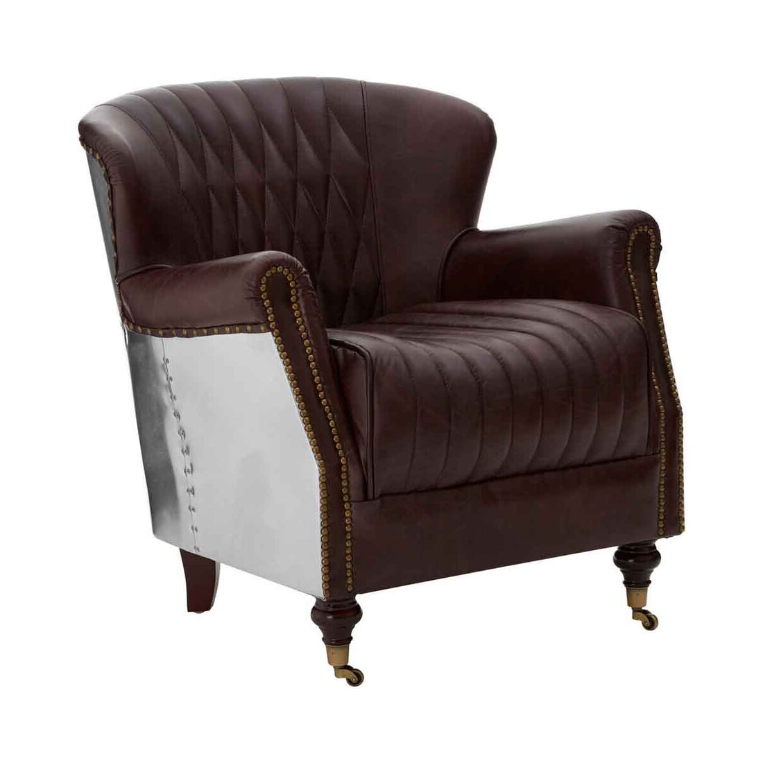 Victor Coffee Leather Armchair