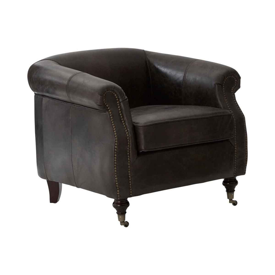 Victor Grey Leather Winged Armchair