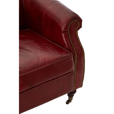 Victor Deep Red Leather Armchair - Image 7