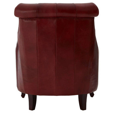 Victor Deep Red Leather Lounge Chair with Tufted Back - Image 6