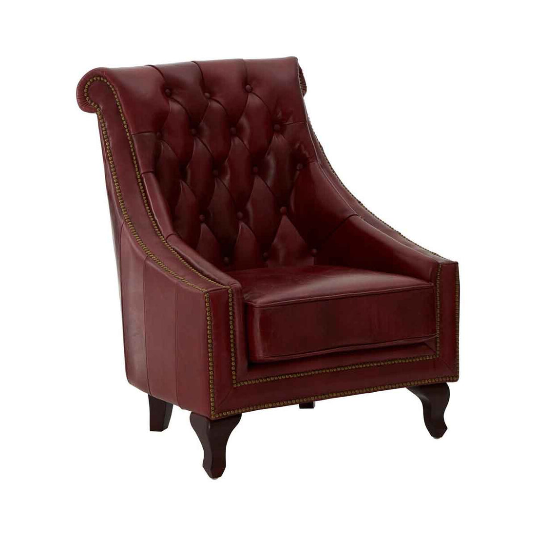 Victor Red Leather Studded Armchair