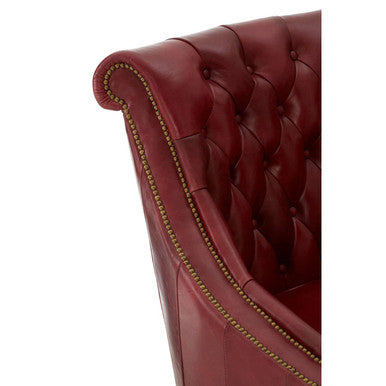 Victor Deep Red Leather Lounge Chair with Tufted Back - Image 8