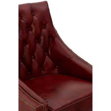 Victor Deep Red Leather Lounge Chair with Tufted Back - Image 9