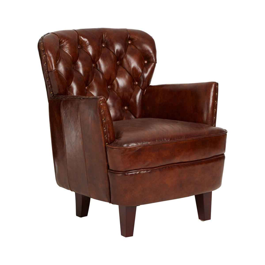Victor Mocha Brown Button Back Armchair