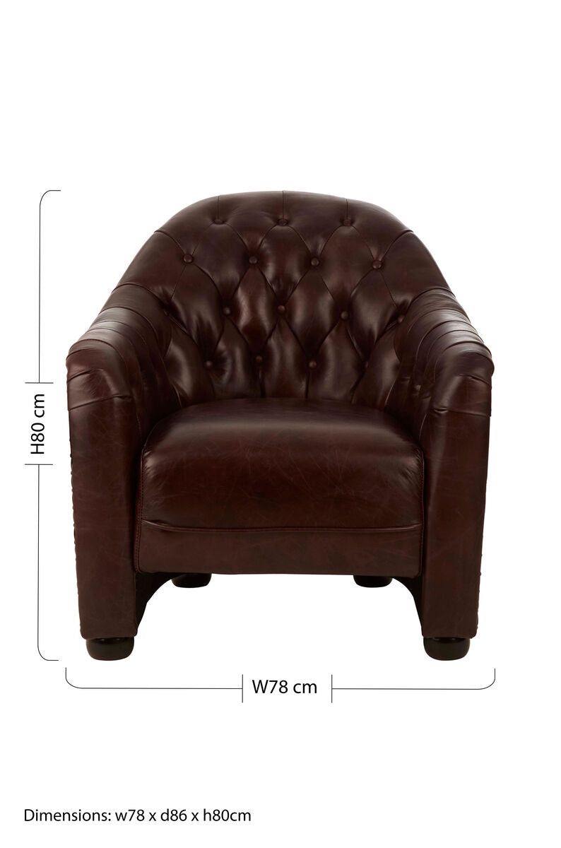 Victor  Brown Leather Tub Chair