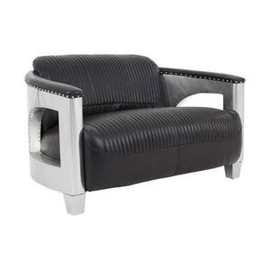 Victor 2 Seat Black Leather Sofa