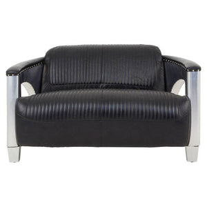 Victor 2 Seat Black Leather Sofa