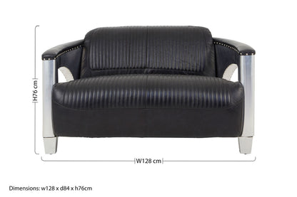 Victor 2 Seat Black Leather Sofa