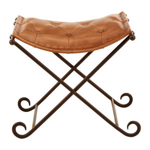Buffalo Brown Leather And Iron Folding Stool