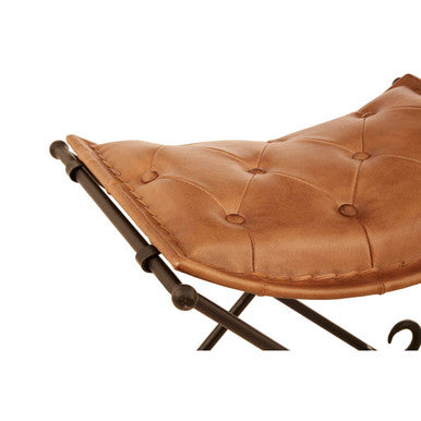 Buffalo Brown Leather And Iron Folding Stool - Image 4