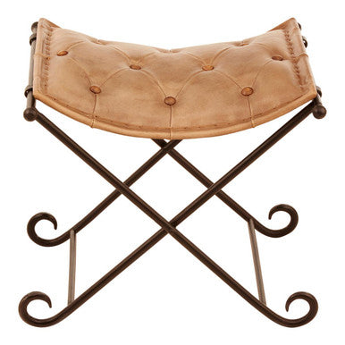 Buffalo Light Brown Leather And Iron Stool