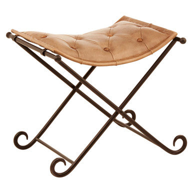 Buffalo Light Brown Leather And Iron Stool - Image 4