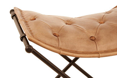Buffalo Light Brown Leather And Iron Stool - Image 5