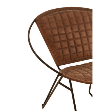 Buffalo Light Brown Leather Iron Chair