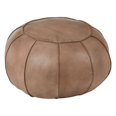 Buffalo Grey Leather Pouffe
