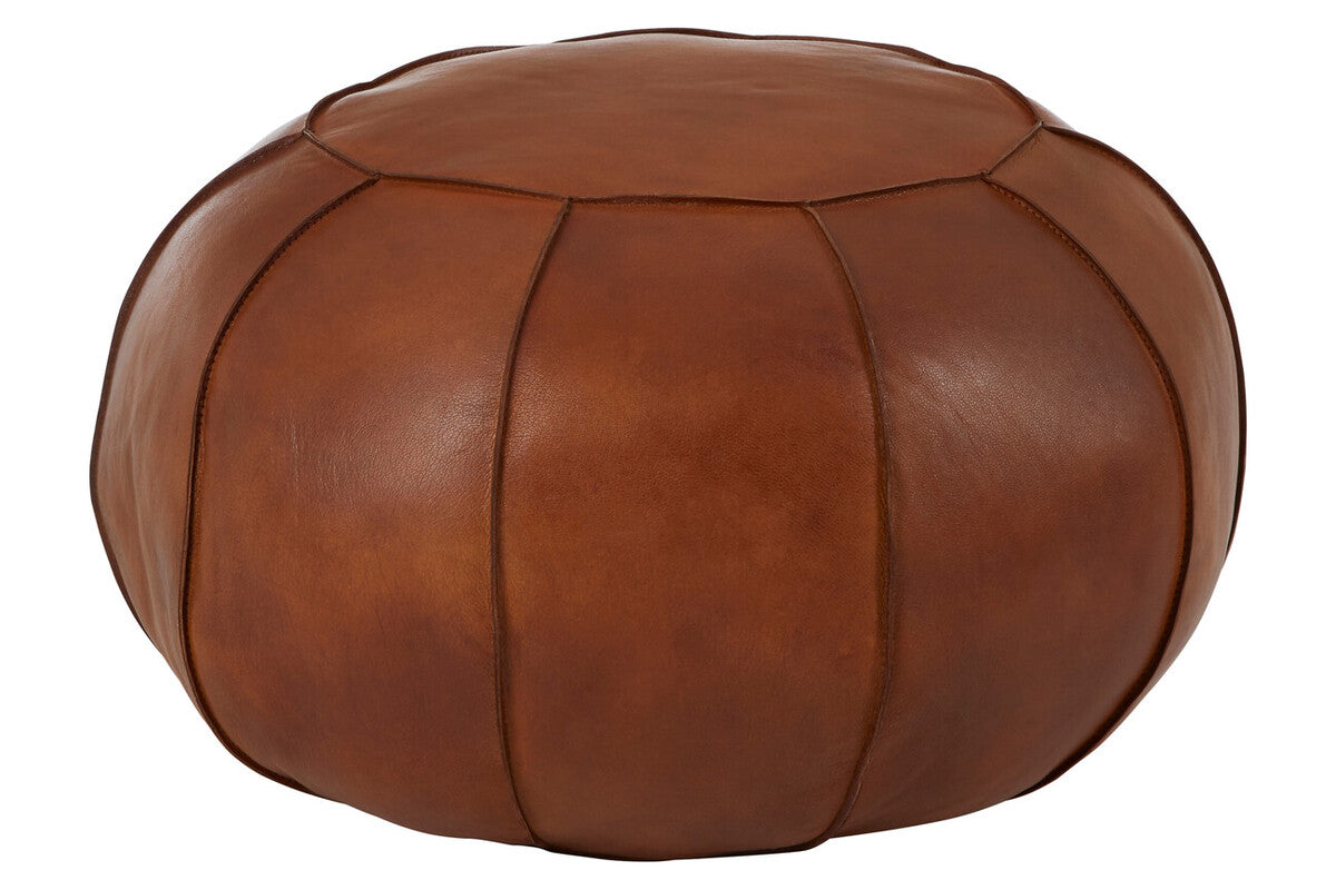 Buffalo Tan Leather Pouffe - Image 1