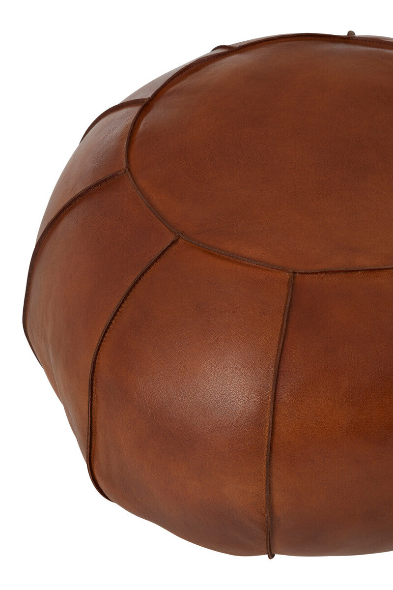 Buffalo Tan Leather Pouffe - Image 3