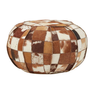 Buffalo Leather Patchwork Pouffe