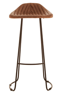 Buffalo Light Brown Leather Bar Stool With Footrest