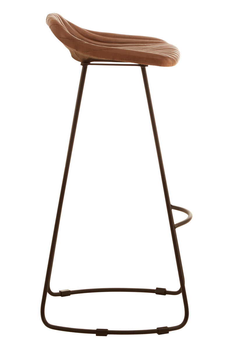 Buffalo Light Brown Leather Bar Stool With Footrest
