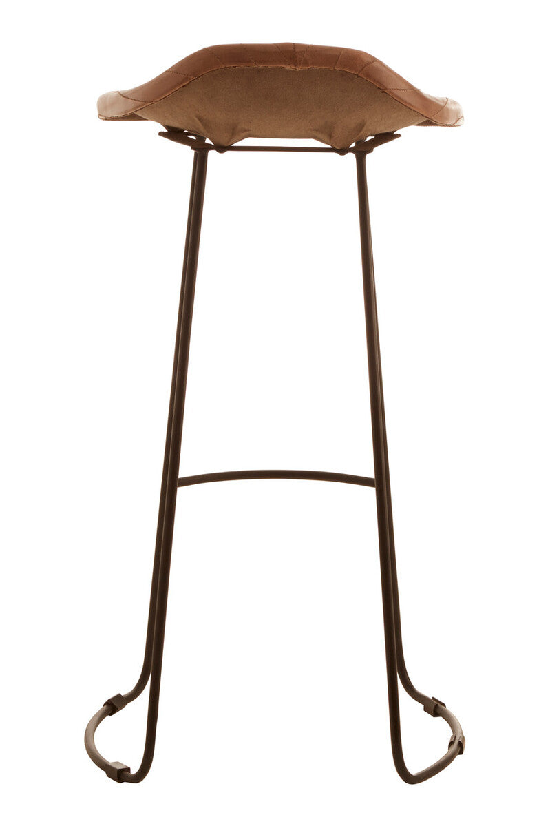 Buffalo Light Brown Leather Bar Stool With Footrest