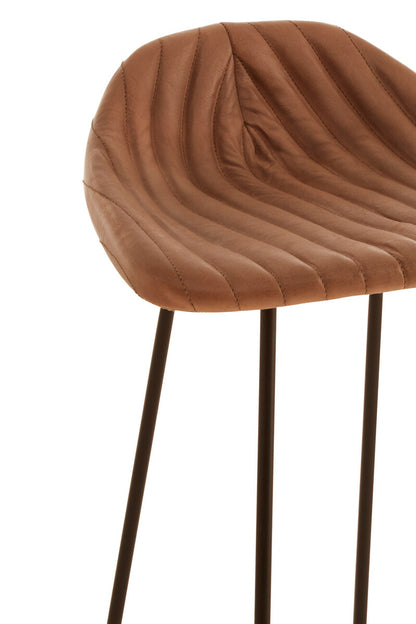 Buffalo Light Brown Leather Bar Stool With Footrest