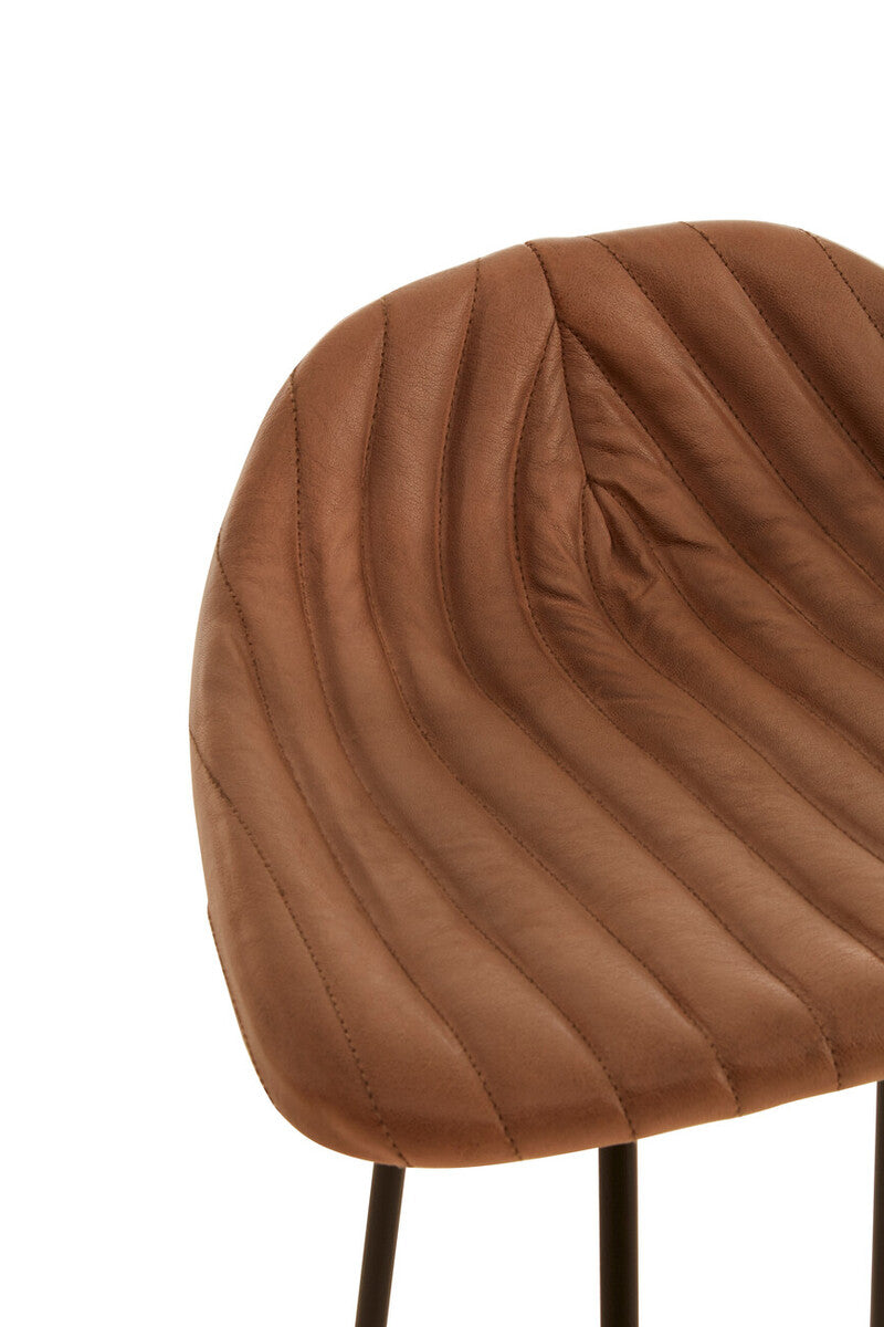 Buffalo Light Brown Leather Bar Stool With Footrest