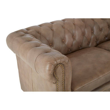 3 Seater Light Brown Leather Sofa, Buffalo - Image 8