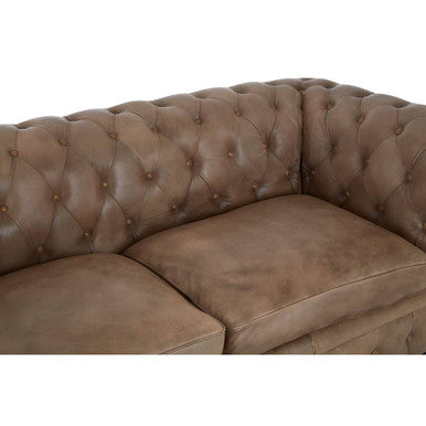 3 Seater Light Brown Leather Sofa, Buffalo - Image 9