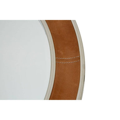 Churchill Tan Genuine Leather Round Wall Mirror