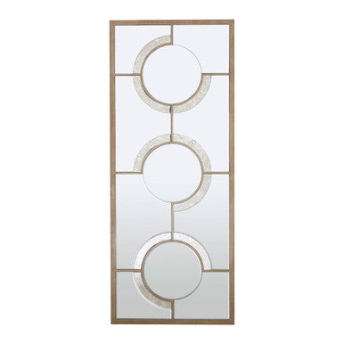 Decorative wall mirror with circular design on a white background