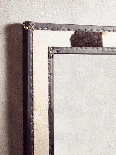 Kensington Townhouse Black And White Genuine Cowhide Wall Mirror - Image 5