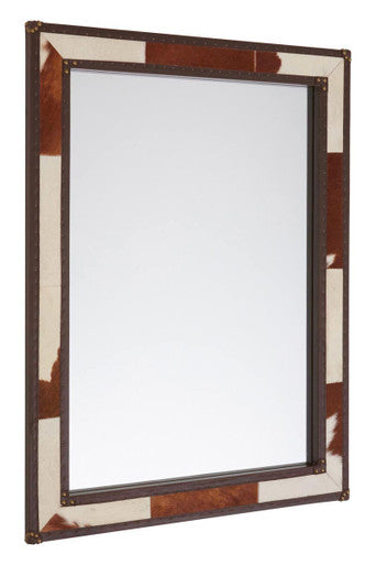 Kensington Townhouse Brown And White Genuine Cowhide Wall Mirror