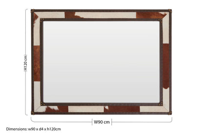 Kensington Townhouse Brown And White Genuine Cowhide Wall Mirror