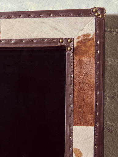 Kensington Townhouse Brown And White Genuine Cowhide Wall Mirror - Image 4