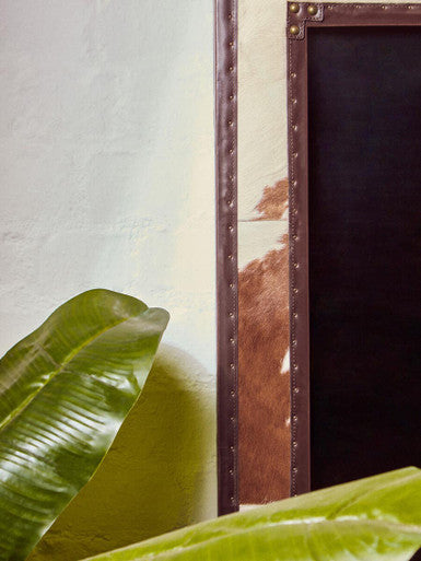 Kensington Townhouse Brown And White Genuine Cowhide Wall Mirror - Image 6