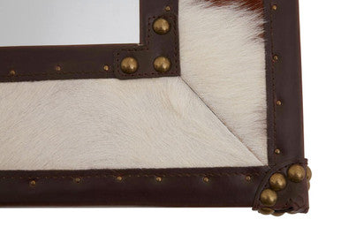 Kensington Townhouse Brown And White Genuine Cowhide Wall Mirror - Image 7