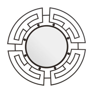 Jalal Black Metal Frame Round Wall Mirror