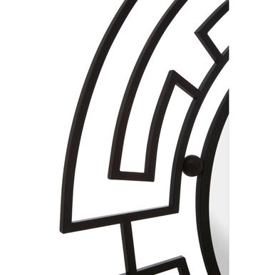 Jalal Black Metal Frame Round Wall Mirror