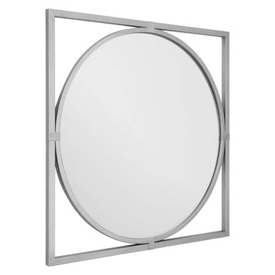 Jair Silver Metal Frame Square Wall Mirror